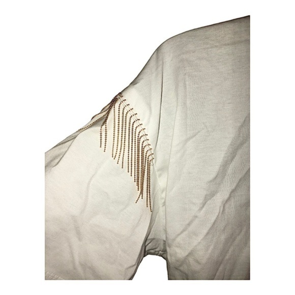 Rodeo Cowgirl gold fringe tassels White Cotton tee shirt size medium new - Picture 6 of 11